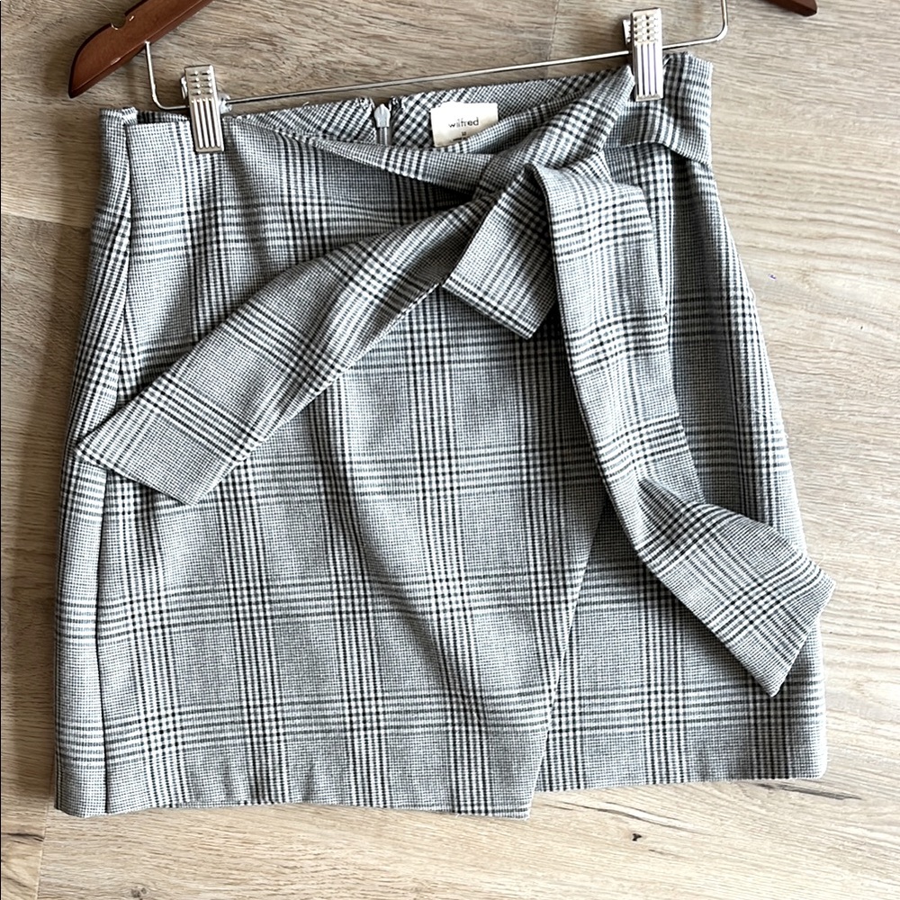 Wilfred Gray Wrap Mini Skirt with Tie Front